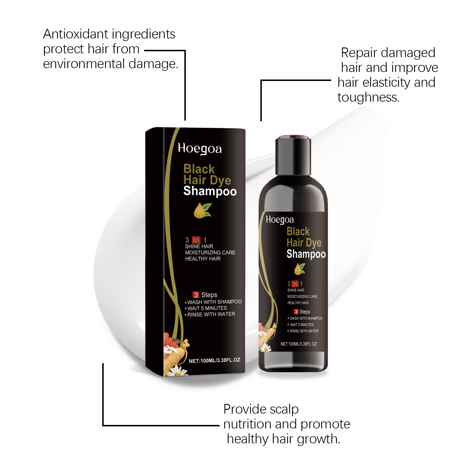 Hair Care Step - Natuurlijke Kruiden Zwarte Haarverf Shampoo 3